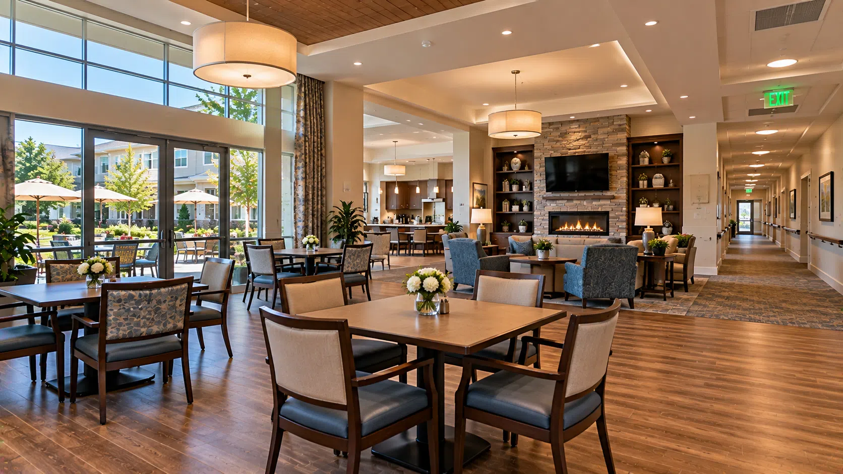 Senior living dining and common area