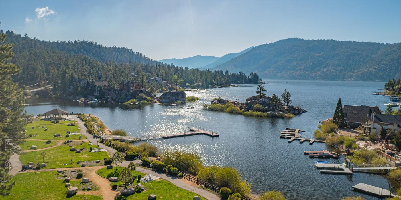 Big Bear Lake and surrounding mountain landscape