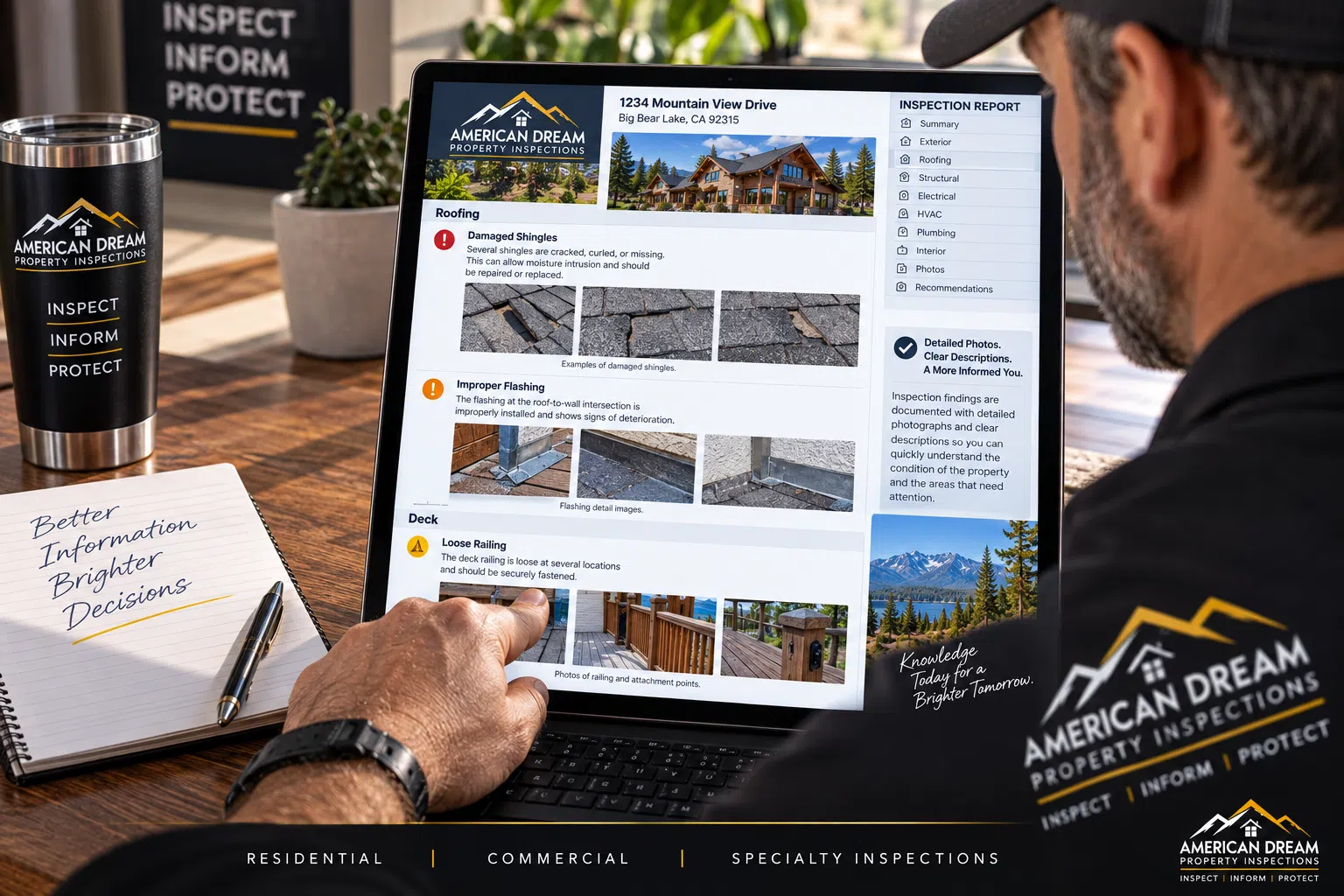 Detailed home inspection report with photographs and findings